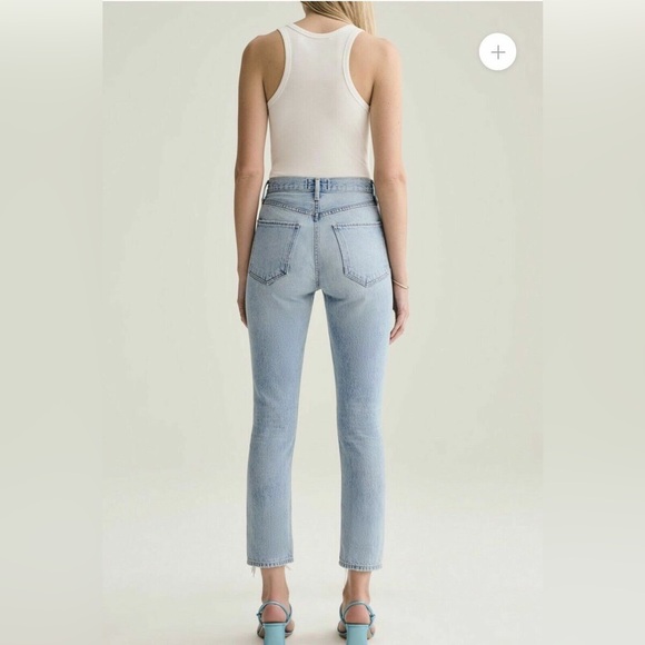 Agolde Riley Crop Jeans in Light Blue Shatter Size 27 - Picture 2 of 10